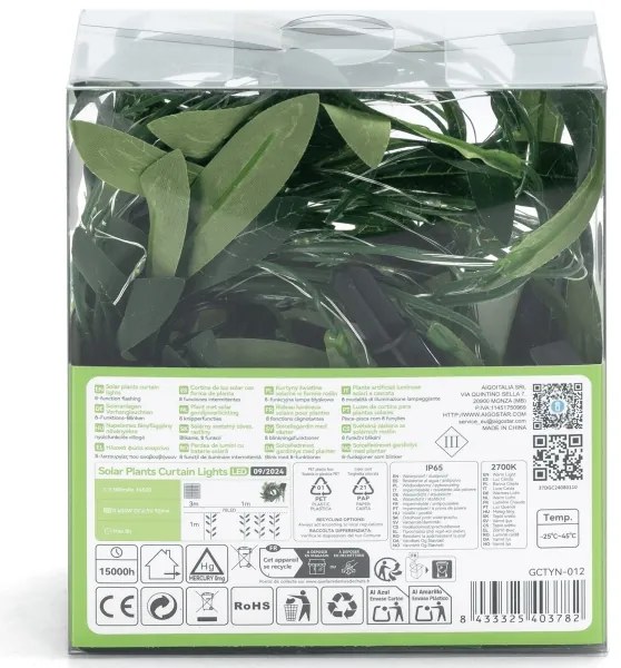 Aigostar - Catena LED solare 70xLED/4x1m IP65 bianco caldo oliva