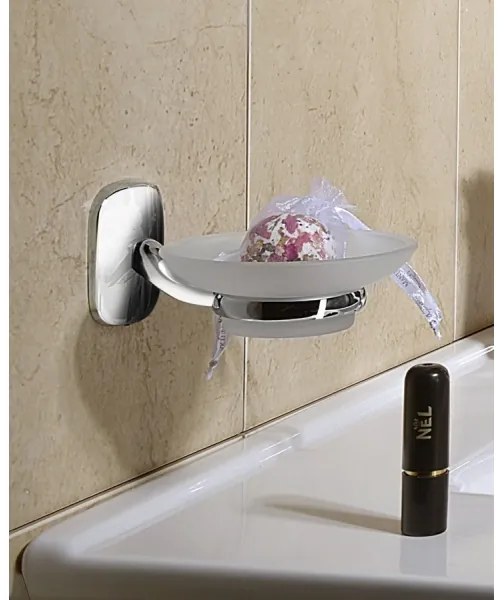 Aqualine - Portasapone a parete RUMBA bianco latte vetro/cromo lucido