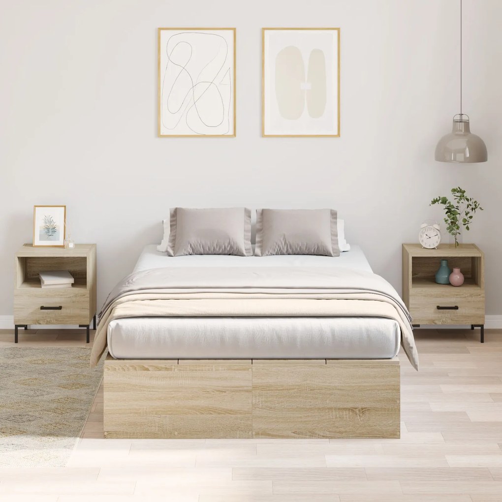 Struttura letto con contenitore in rovere sonoma 120x190 cm