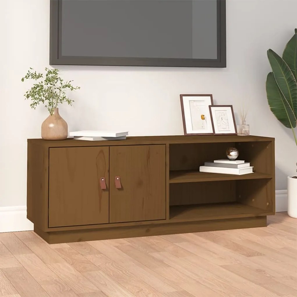 Mobile Porta Tv Ambra 105x34x40 Cm İn Legno Massello Di Pino /