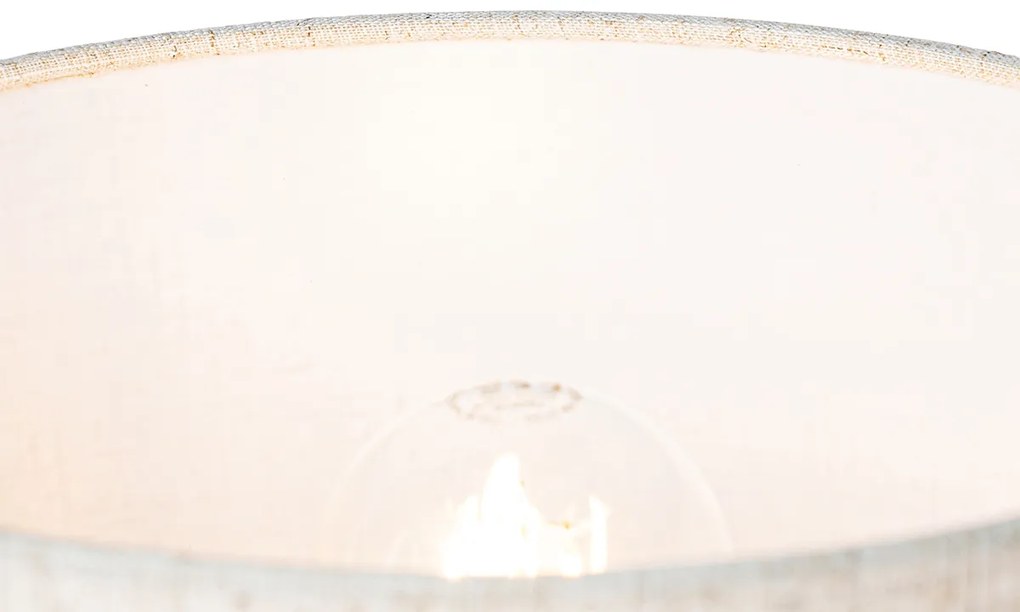 Lampada da tavolo rustica in legno con paralume in lino beige 25 cm - Mels