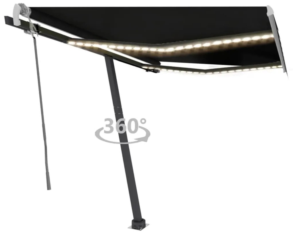 Tenda Da Sole Retrattile Manuale Con Led 300x250 Cm Antracite /