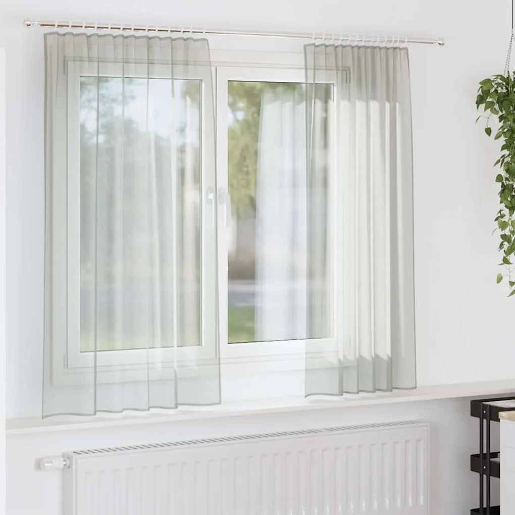 Tende İn Voile Con Passanti 2 Pz Grigio Chiaro 140x175 Cm /