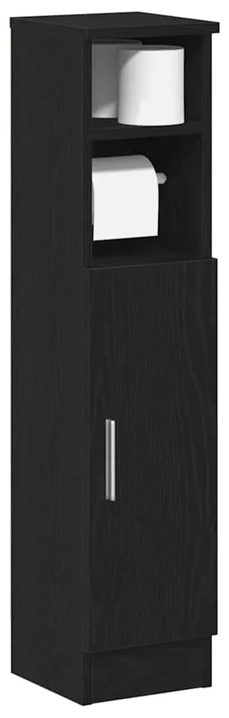 Mobile Da Bagno Con Portarotolo Nero 20,5x22x90 Cm /