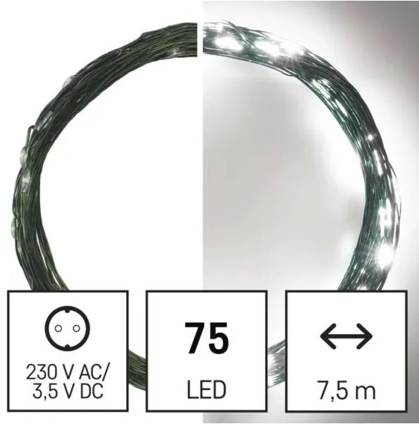 Catena LED natalizia da esterno 75xLED/12,5m IP44 bianco freddo