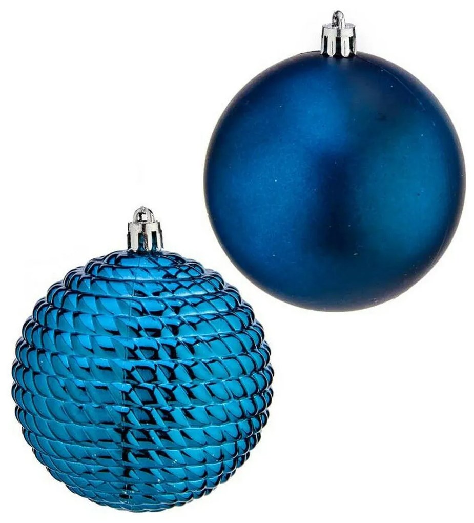 Set di palline di Natale Azzurro Plastica Ø 8 cm (6 Unità)