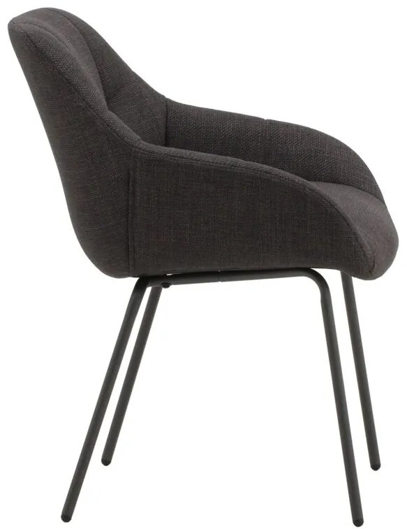 Set di poltroncine SMICHOV in tessuto grigio scuro e gambe in metallo nero, con braccioli