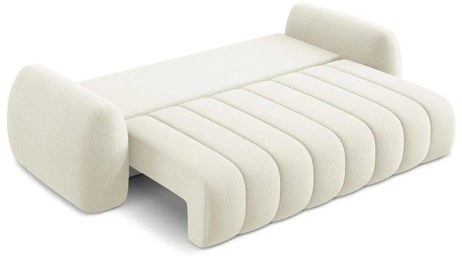 Divano beige allungabile/con contenitore con rivestimento in bouclé 266 cm Pele – Makamii