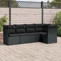 Set Divani da Giardino 5 pz con Cuscini in Polyrattan Nero 3249434