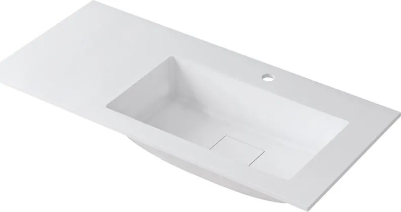 Lavabo a incasso rettangolare vasca a destra L 100.5 x H 15 x P 46 cm in resina bianco opaco
