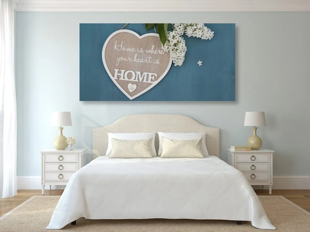 Quadro su tela – Cuore con citazione - Casa è dove è il tuo cuore