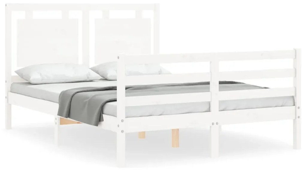 Giroletto con testiera bianco 140x200 cm in legno massello