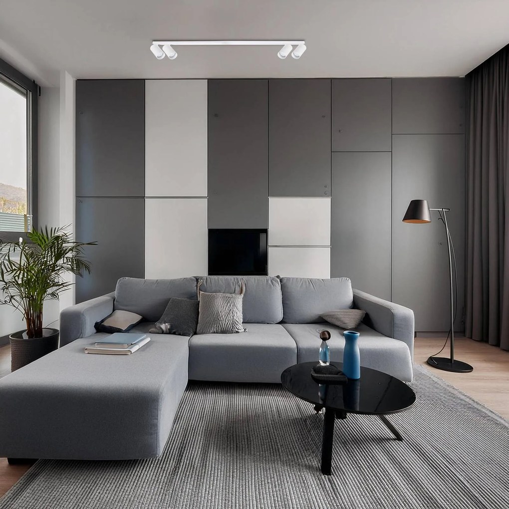 Milagro Lighting Faretto da soffitto Hero, bianco, a 4 luci, 120 cm, metallo, GU10