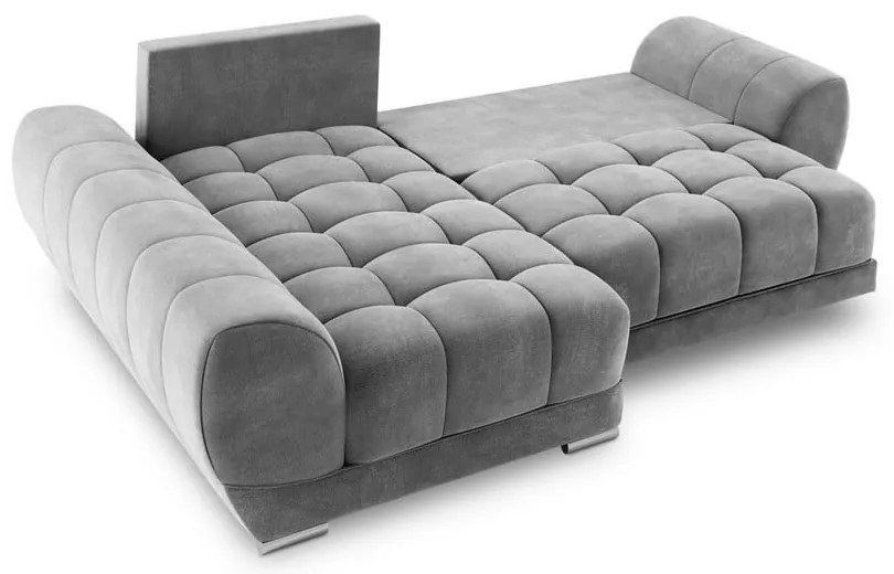 Divano letto angolare grigio con rivestimento in velluto, angolo sinistro Nuage - Windsor &amp; Co Sofas