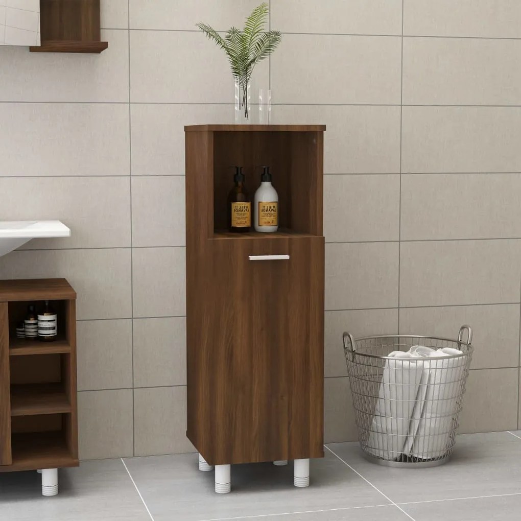Armadietto Bagno Rovere Marrone 30x30x95cm İn Legno Multistrato /