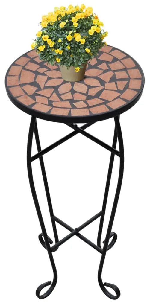 Tavolino Per Piante Con Mosaico Terracotta /