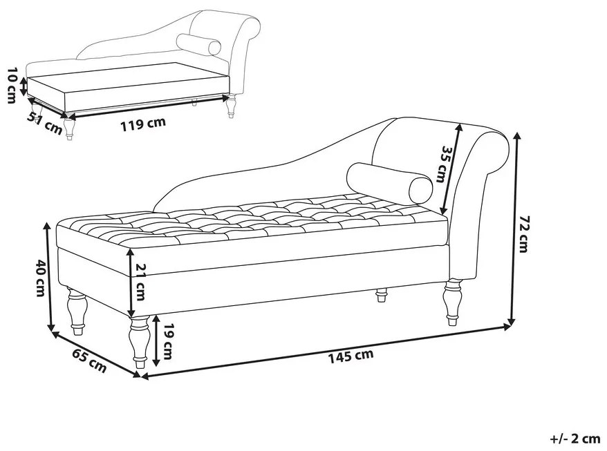 Chaise longue con contenitore grigio chiaro PESSAC Beliani