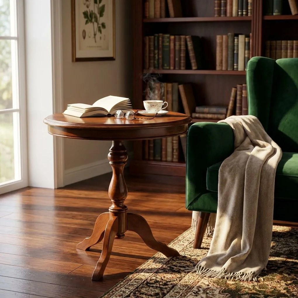 DUKE - tavolino in legno massello tondo cm Ø 60