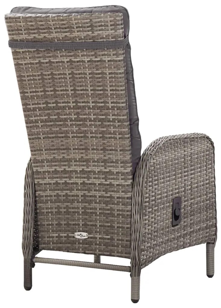 Set da bistrot per giardino 3 pz in polyrattan grigio