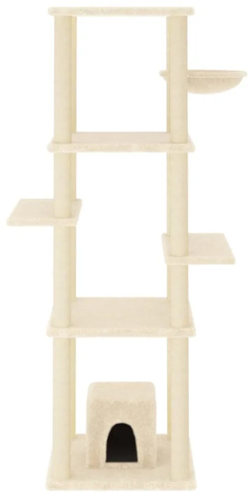 Albero per gatti con tiragraffi in sisal crema 154 cm