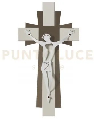 Arte sacra in ferro crocifisso piccolo da parete avorio, bronzo e b...