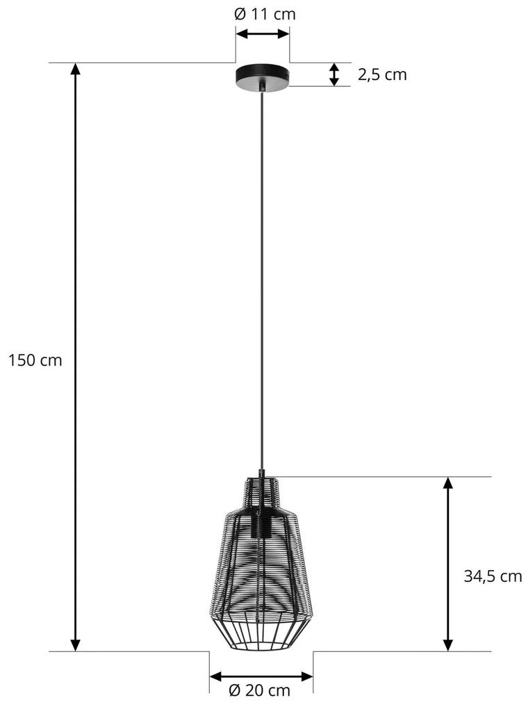 Lampada a sospensione a gabbia Tinko di Lucande, nera, 20 cm