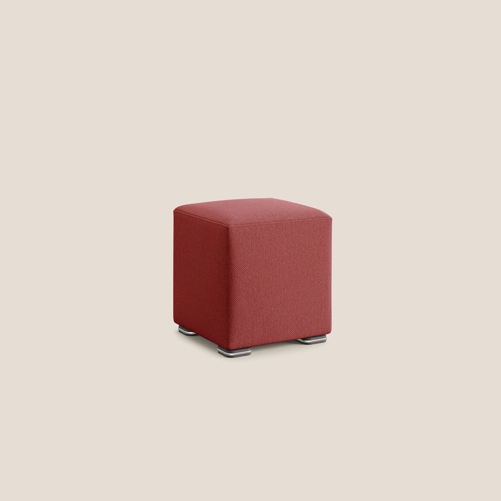 Cube pouf in tessuto morbido smacchiabile T05 rosso