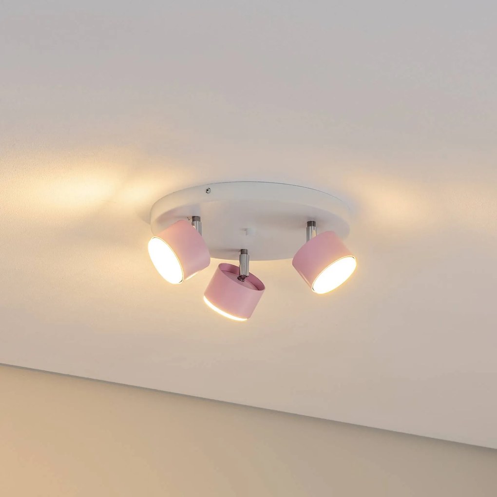 Faretto da soffitto Cloudy 3 luci rotondo rosa Eko-Light, dimmerabile, Violetto / Fucsia / Rosa, Soggiorno / Sala da pranzo, Metallo, Giovanile, Faretto