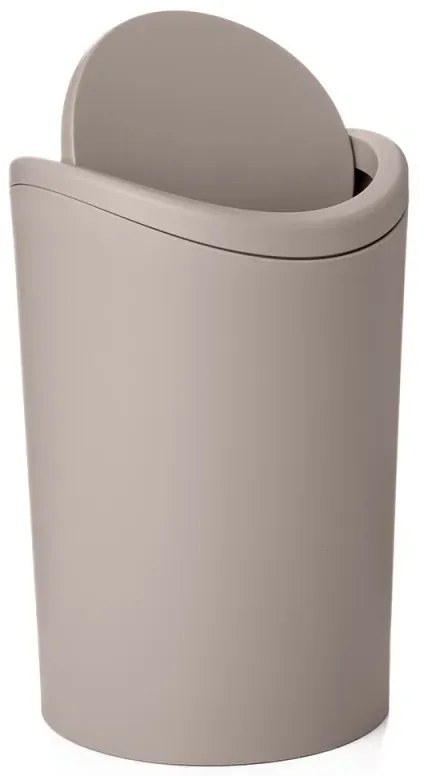Cestino rifiuti bagno in polipropilene tortora 6 lt con coperchio basculante