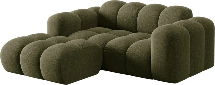 Divano angolare verde (con penisola a sinistra/con chaise lounge) con rivestimento in ciniglia Treno – Cosmopolitan Design