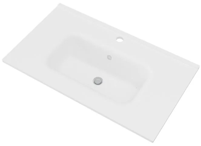 Lavabo integrale rettangolare Cielo L 80 x H 14 x P 46 cm in ceramica bianco lucido