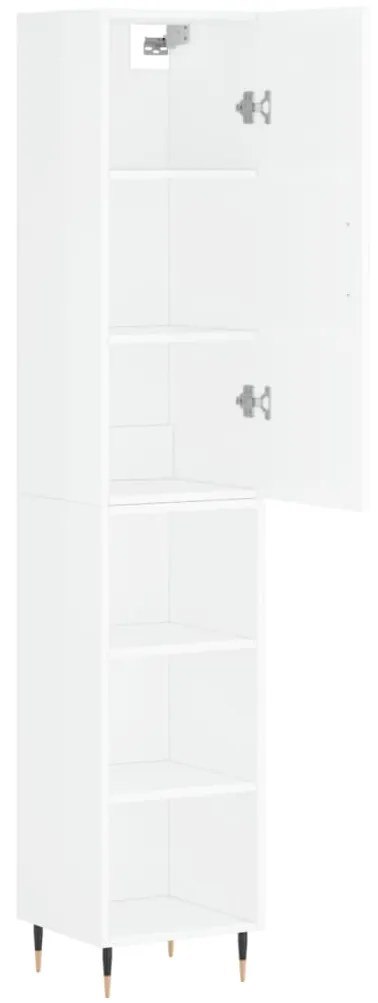 Credenza 34,5x34x180 cm in legno multistrato bianco lucido