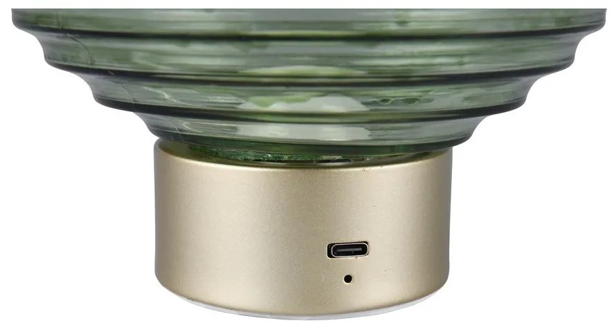 Lampada da tavolo LED dimmerabile in verde e oro con paralume in vetro (altezza 14,5 cm) Earl - Trio