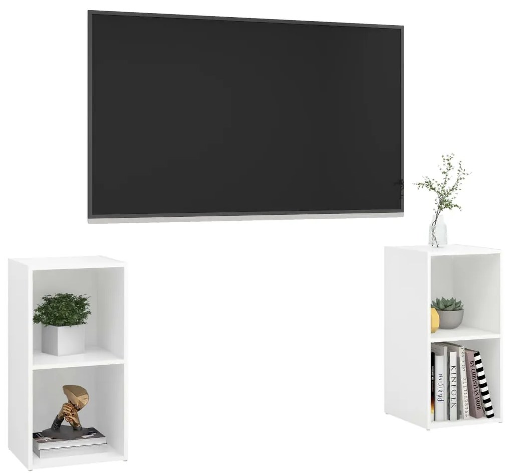 Mobili porta tv 2 pz bianco 72x35x36,5 cm in legno multistrato