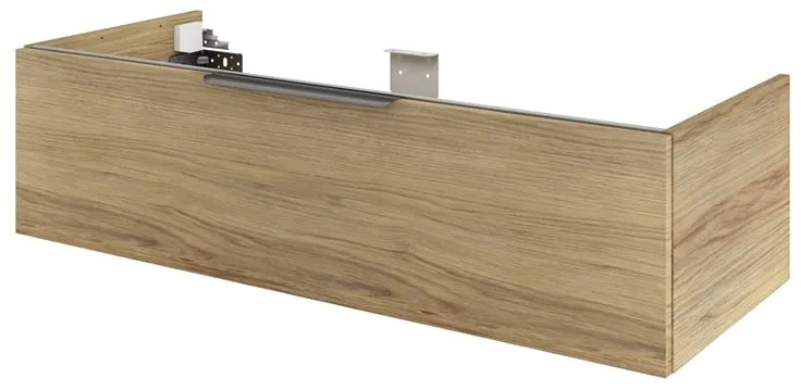 Mobile da bagno sospeso sotto lavabo L 120 x H 25 x P 51 cm rovere miele, 1 cassetto Apertura push-pull SENSEA Neo, Maniglie acquistabili separatamente