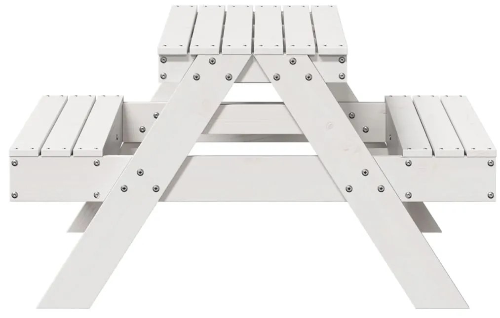Tavolo picnic per bambini bianco 88x97x52cm legno massello pino