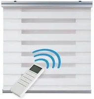 Tenda motorizzata Giorno e Notte Plus Tende a rullo a doppio velo con motore e comando, batteria Finiture in alluminio premium Bianco 140 x 250cm