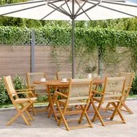 Set Pranzo da Giardino 7 pz Beige Polipropilene/ Legno Massello 3281711