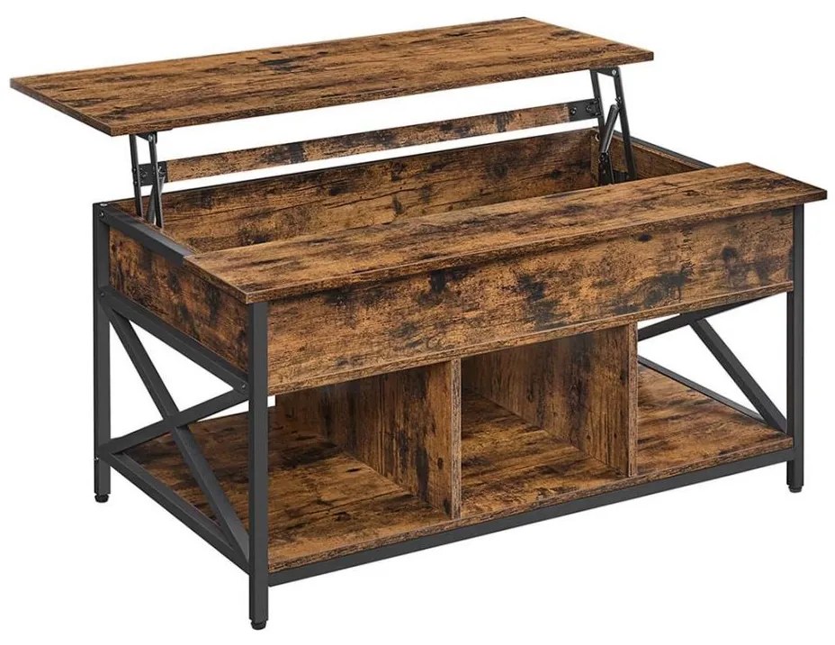 Tavolino da salotto con piano sollevabile NYRO marrone/nero