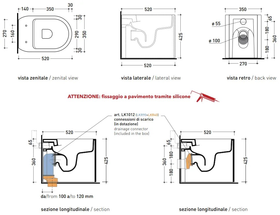 Ceramica Flaminia ASTRA Vaso filo muro a pavimento con sistema goclean e scarico S P in ceramica bianco