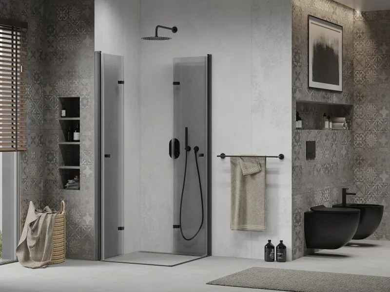 Mexen Lima Duo cabina doccia pieghevole 80 x 80 cm, trasparente, nero - 856-080-080-70-00-02