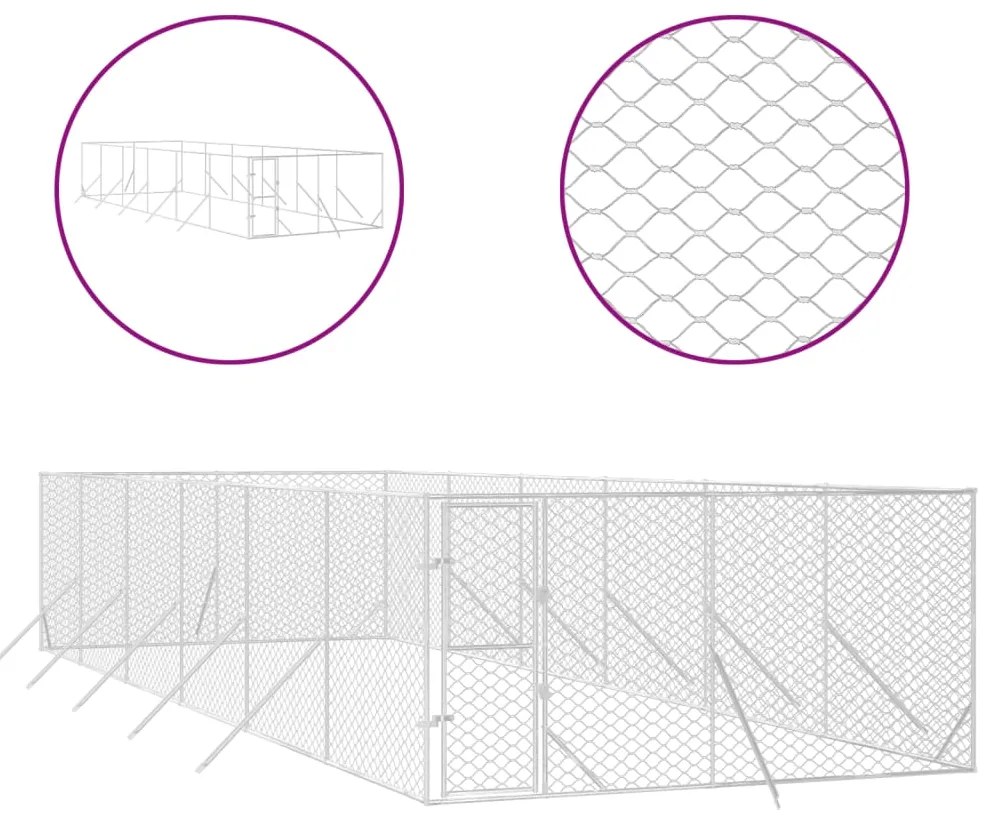 Cuccia per cani da esterno argento 4x12x2 m in acciaio zincato