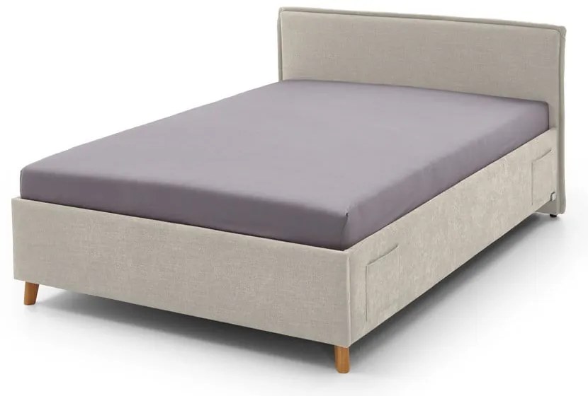 Letto da bambini beige imbottito con contenitore con rete inclusa 140x200 cm Fun – Meise Möbel