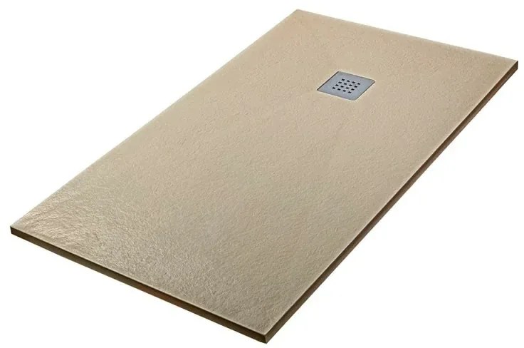 Piatto doccia 80x100 cm tortora effetto pietra in resina riducibile Karen