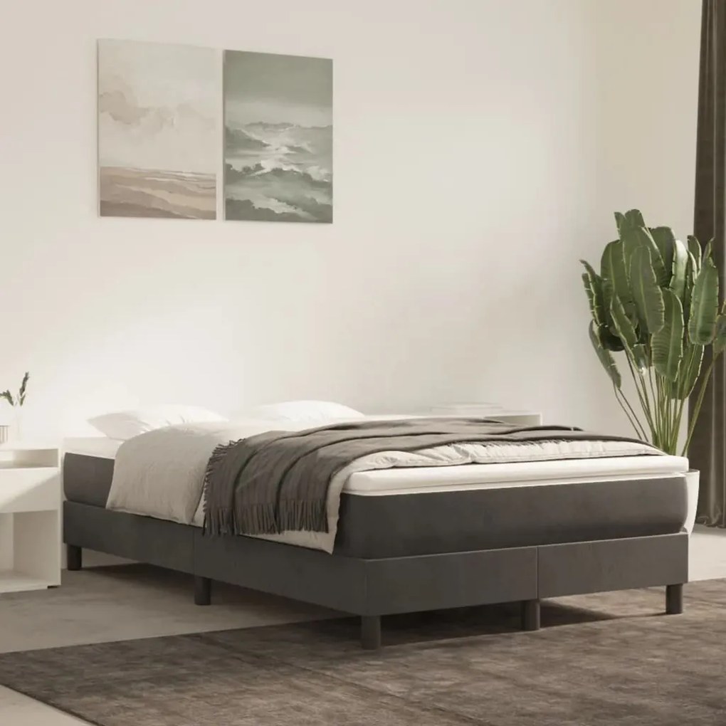 Materasso A Molle Grigio Scuro 120x200x20 Cm İn Velluto /