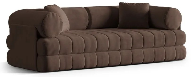 Divano marrone allungabile con rivestimento in velluto 206 cm Kemi – Cosmopolitan Design