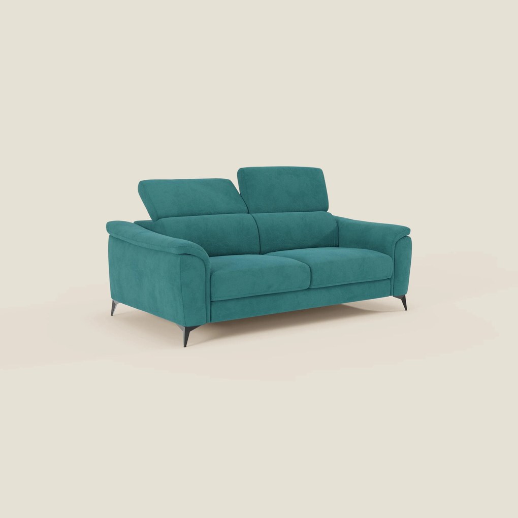 Arcos Divano 3 posti - piedini alti e poggiatesta reclinabili in microfibra impermeabile T11 petrolio