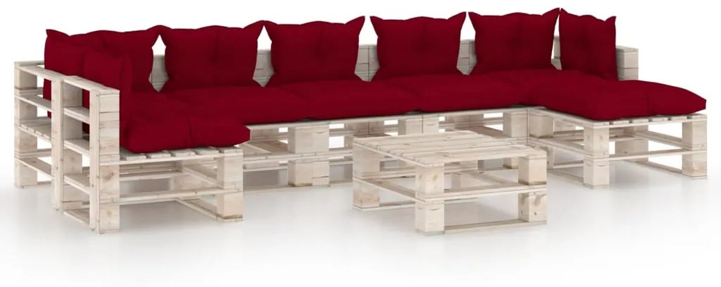 Set divani da giardino pallet 8 pz con cuscini in legno di pino