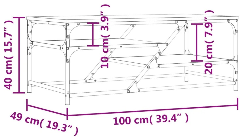 Tavolino da Salotto Grigio Sonoma 100x49x40cm Legno Multistrato