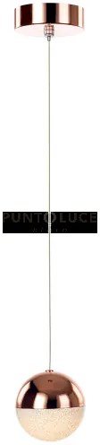 Atomo, lampada a sospensione, rame, led 4,8w 280lm 3000k, ø 12 h 150cm